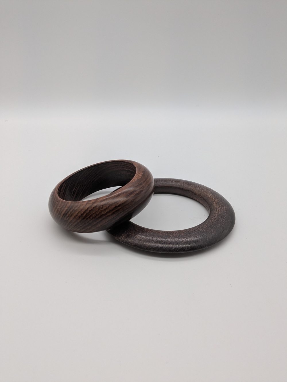 Vintage Wooden Bangle Bracelet Set - Dark Brown